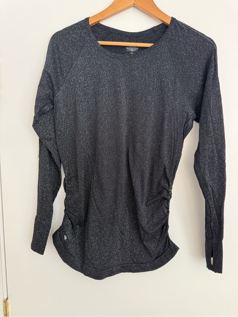 Athleta Shimmery Charcoal Long Sleeve Top